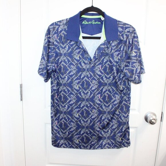 Robert Graham Mens Small Short Sleeve UV Protection Performance Polo Shirt Wick - Picture 1 of 3